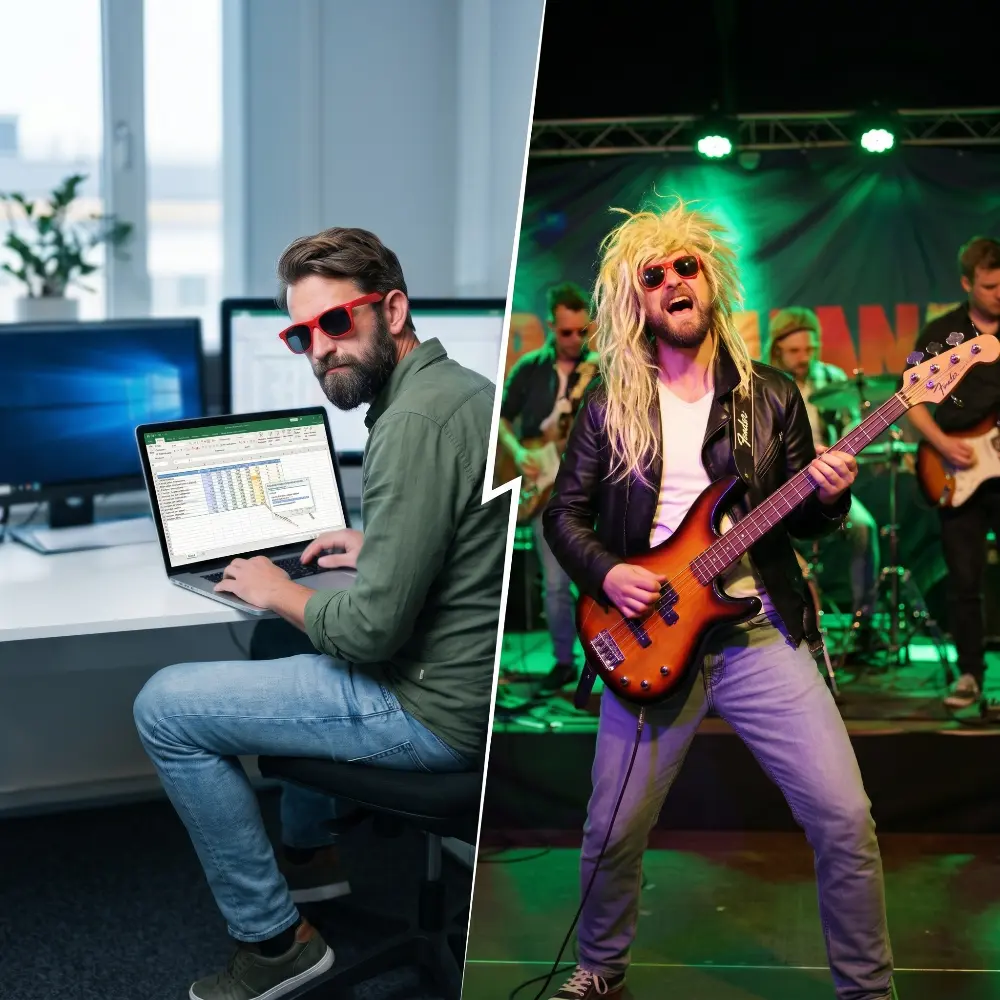 Team als rockband tijdens Rockster voor een Dag